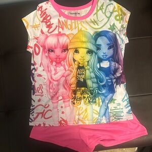 Colorful Graphic T-Shirt and Shorts Set